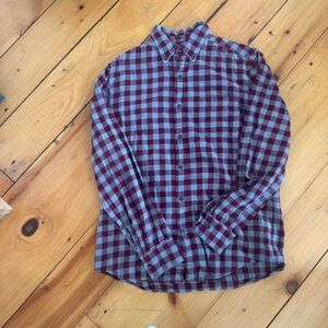 St. John's Bay Burgundy and Gray Plaid Shirt